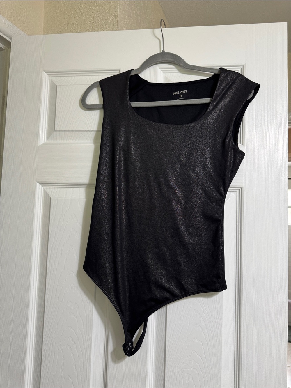 Nine West Shimmery Black Sleeveless Bodysuit